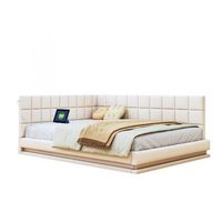 sofa cama 160x200 multifuncional con luz led regulable puerto usb estructura resistente de 250kg laton beige tela de lino diseno moderno compatible con cualquier decoracion sin colchon