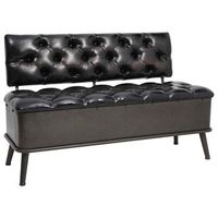 banco de almacenaje con respaldo cuero sintetico negro 110 cm vidaxl