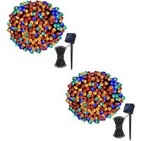 paquete de 2 luces solares para exteriores 100 luces led 8 modos de iluminacion