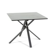 mesa cuadrada 90x90 cm con patas de metal y tablero efecto granito