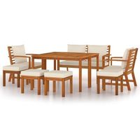 juego comedor jardin con cojines 9 piezas madera maciza acacia vidaxl