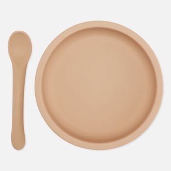 Konges Sløjd Bowl & Spoon Silicone Set - Rose Sand