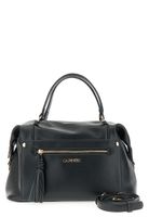 bolso baul suave efecto napa con bolsillo frontal con cremallera y tirador con borla black