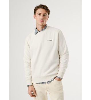 Pepe Jeans para hombre. PM5800013 Sudadera Macbeth Small Logo Plain blanco roto (XS), Casual, Algodón