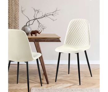 Silla de comedor giverny en tela o terciopelo crema 54x44x88 cm