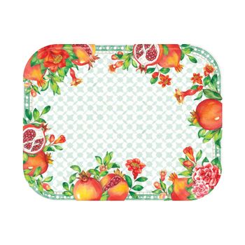 Bandeja rectangular de melamina con estampado de granadas 33 x 26 cm