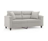 sofa de 2 plazas - sofa de salon - sofa moderno con cojines tela microfibra gris claro 140 cm