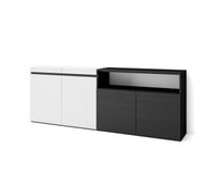 aparador para salon gran capacidad de almacenaje 200x35x75cm 4 puertas armario zapatero estilo moderno blanco y negro