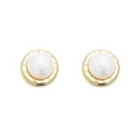 9ct gold freshwater pearl stud earrings - 9mm - g0917