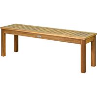 costway banco de madera acacia para exterior banco rustico sin respaldo con asiento de listones para entrada piscina jardin 132 x 34 x 435 cm teca