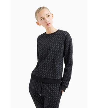 A|X Armani Exchange para mujer. 8NYMLGYJE5Z1200 Sudadera De Rizo Francés Negro (M), Casual, Algodón