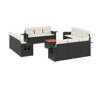 vidaxl set de sofas de jardin y cojines 13 pzas ratan sintetico negro
