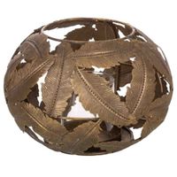 portavelas de metal  dorado 21x21x14h cm