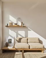 estanterialibreria de pared flotante en madera marron claro 125 cm