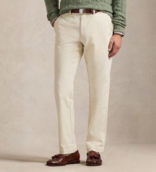 Polo Ralph Lauren para hombre. 710P03754004 Pantalón chino Manhasset elástico beige (33/34), Casual, Algodón, Clásico