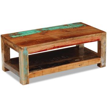 Mesa De Centro Madera Maciza Reciclada 90x45x35 Cm Vidaxl