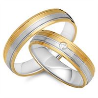 alianzas 8 quilates oro blanco amarillo con diamante