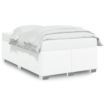 Cama De Matrimonio | Cama De Adulto | Estructura De Cama Sin Colchón Cuero Sintético Blanco 120x200cm