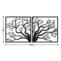 decoracion pared de metal arbol negro 100x50 cm