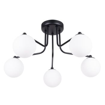 Lámpara de araña negro/blanco acero/vidrio alt. 58 cm
