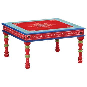 Mesa De Centro Madera Maciza De Mango Rojo Pintada A Mano Vidaxl