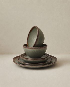 Plato de gres en multicolor 22x22x2 cm