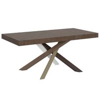 mesa extensible 6 a 20 personas madera oscura y patas entrelazadas 4 colores l 160 a 420 cm artemis