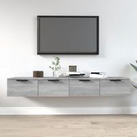 pack 2 uds armarios de pared  mueble pared contrachapada gris sonoma 68x30x20 cm cfw741709