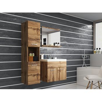Conjunto De Muebles De Baño Montreal, Juego De Muebles De Baño, Muebles De Baño Pequeños, Lavabo Incluido, Color Wotan