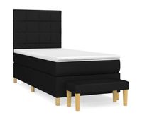 cama box spring con colchon tela negro 80x200 cm bloques con cuadros