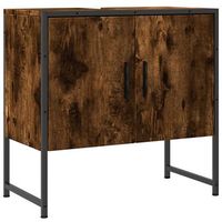 armario lavabo bano madera ingenieria roble ahumado 60x33x60 cm vidaxl