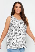 yours top blanco sin mangas dibujos de flores mujer curvy y tallas grandes yours