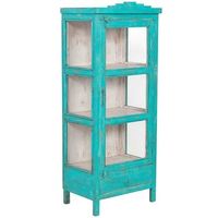 vitrina de madera artesanal verde 58x40x144h cm