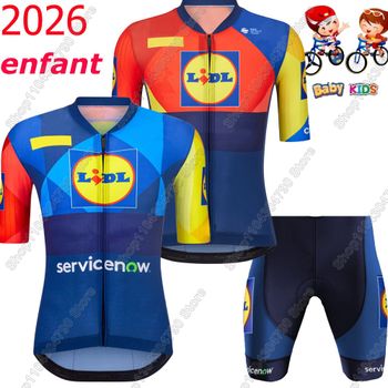 Conjunto de Jersey de ciclismo del equipo LIDL para niños, ropa de manga corta de EE. UU., traje de bicicleta para niños y niñas, Maillot MTB, 2026