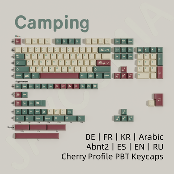 GMK-teclas de perfil de cereza para acampar, Material PBT, ISO Alice, diseño 7u, barra espacial, Conjunto grande, alemán, francés, coreano, español, Abnt2, Árabe