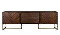 soporte de tv de madera de acacia y laton envejecido