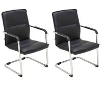 set de 2 sillas de conferencia seattle asiento de forma ergonomica con reposabrazos y base de metal robusto color negro