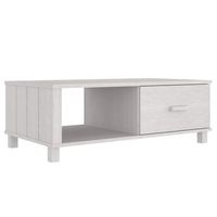 mesa de centro de diseno moderno con cajon y compartimento 100 x 55 x 35 cm madera maciza de pino y mdf blanco dec039421