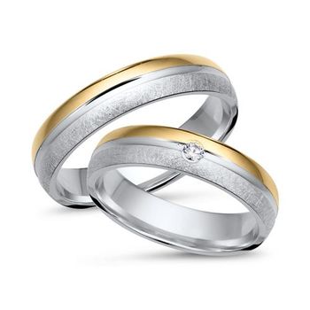 Alianzas 8 quilates oro blanco amarillo con diamante