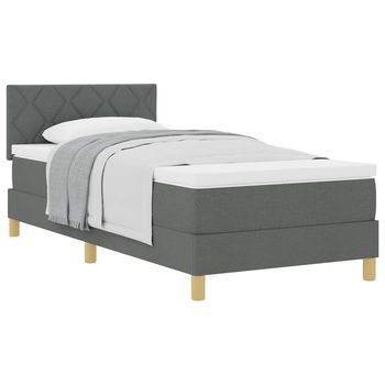 Cama Tipo Box Spring Con Cojín Gris Oscuro 100 X 200 Cm Tela Vidaxl