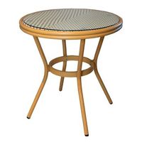 mesa de jardin lyon ratan aluminio y textilene 70x75cm cristal incluido eme mobiliario