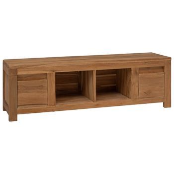 Mueble De Tv 110 X 30 X 35 Cm Natural Madera De Teca Maciza Vidaxl