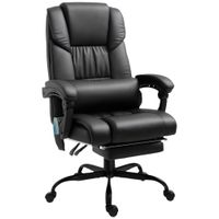 vinsetto silla de oficina con masaje de 6 puntos respaldo alto reclinable altura ajustable reposapies y mando a distancia negro