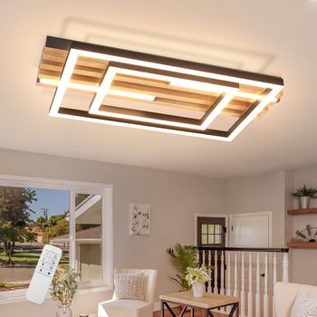 Lámpara De Techo Led Geométrica Cuadrada Moderna Metal 34w 38cm Con Control Remoto Para Sala De Estar Dormitorio Cocina Comedor U Oficina Zmh