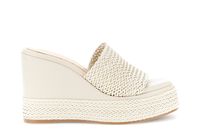 sandalias tipo pantuflas con cuna en piel sintetica trenzada con efecto tejido beige 38