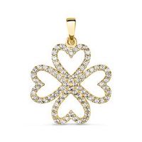 colgante trebol de cuatro hojas en oro 9 quilates