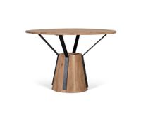 mesa de comedor redonda en madera de mango y metal 116cm diametro