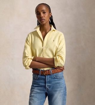 Polo Ralph Lauren para mujer. 211B28999003 Camisa oxford de algodón Relaxed Fit amarillo (XS), Casual, Manga larga