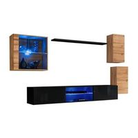 conjunto de muebles de salon switch xxiii diseno color roble y negro