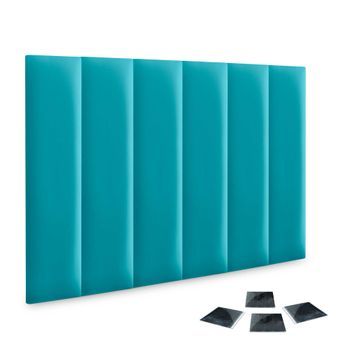 Dhome Juego De 6 Paneles Tapizados De Polipiel Premium Pack Autoadhesivos Para Pared Acústicos Absorbentes Protección (turquesa, 60x30cm, X6)